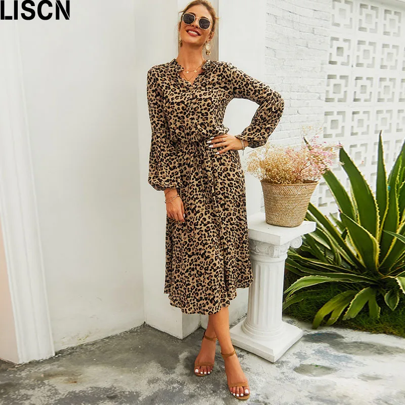 2020 летнее платье рубашка с леопардовым принтом и полупуговицами женские