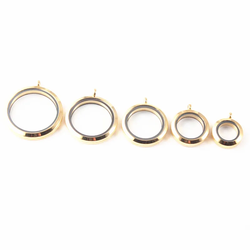 Золотой Гладкий поворотный винт плавающий медальон из нержавеющей стали 316L