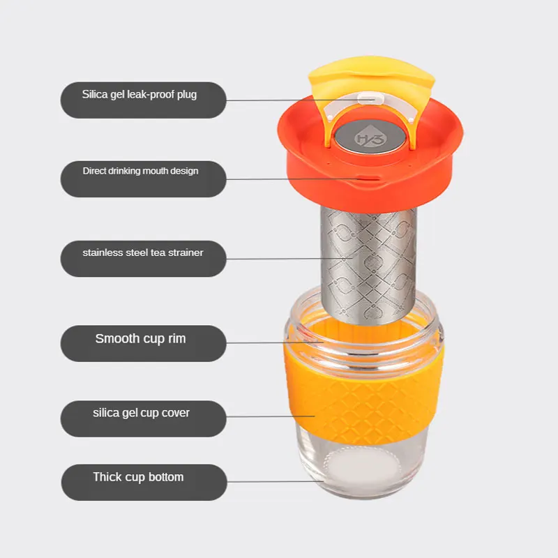 2021 Новый дизайн высокая боросиликатная стеклянная чашка с крышкой 360 мл и 540