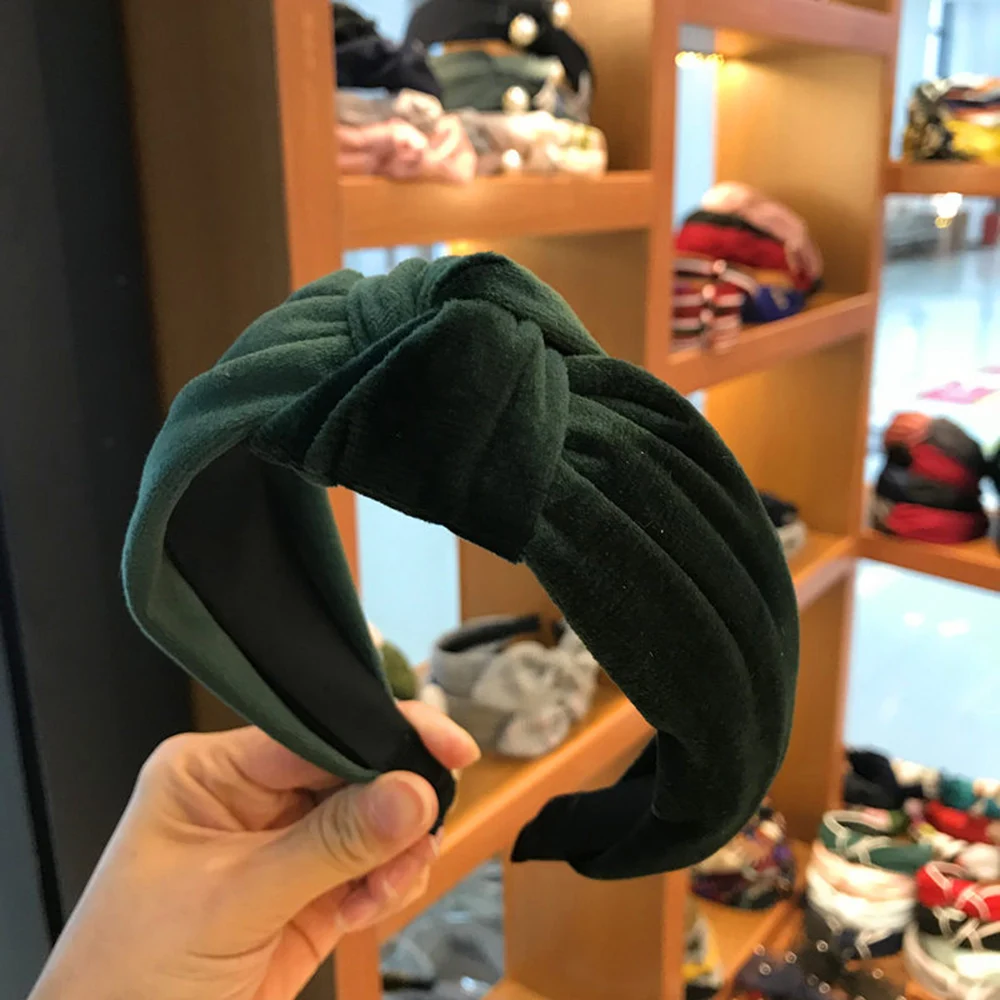 

New Arrival Solid Color Knotted Headband For Women Fashion Soft Velvet Hairbands Girls Wide Hair Bands Hair Hoop Hair Accessory