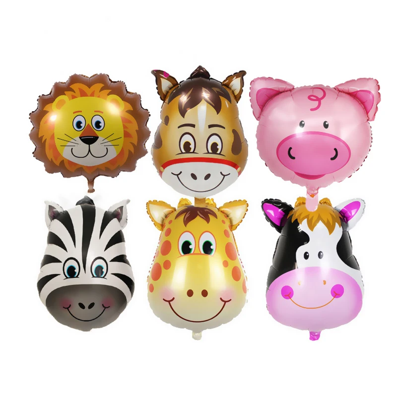 18-дюймовые фольгированные шары в форме головы животных: тигра, леопарда, коровы, с отпечатками лап собаки и латексные шары.