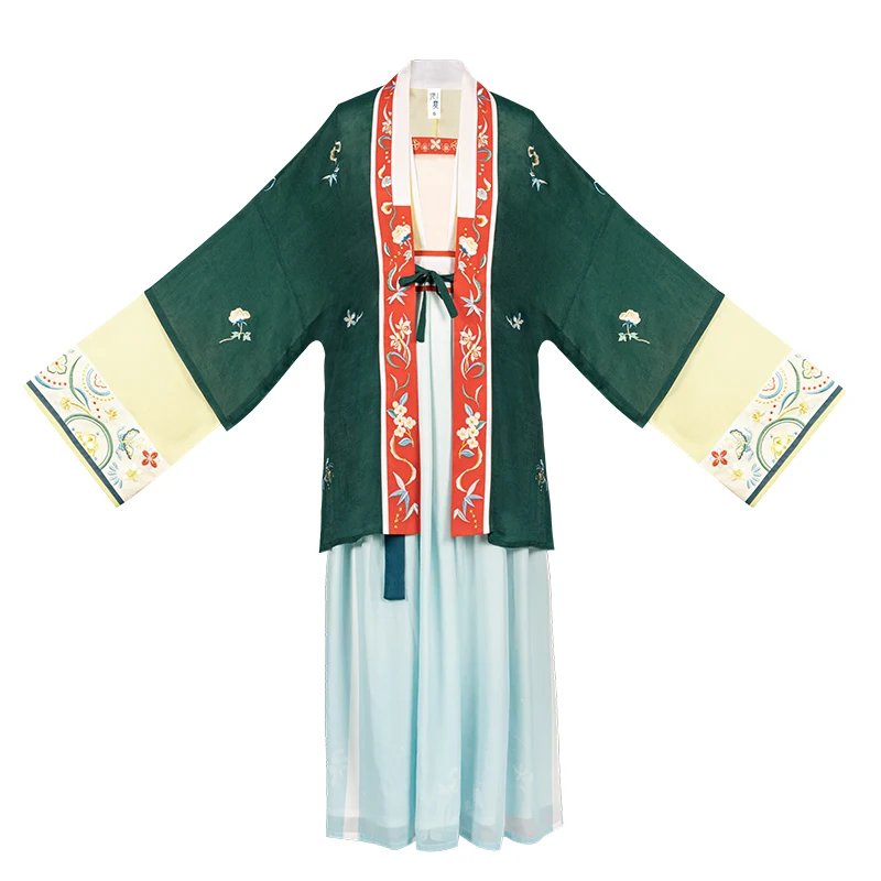 

New Chinese Style Women Traditional Hanfu Classical Dance Performance Clothes Song Dynasty Embroidery Dress Green Hanfu T445