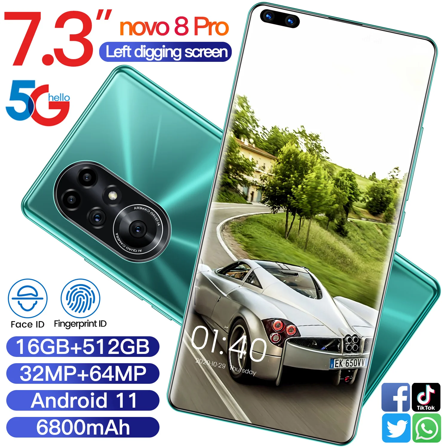 Nowa8 Pro-tel&eacute;fono inteligente Android 11, 16GB y 512GB, versi&oacute;n Global, pantalla HD 5G, 6800mAh, 7,3 pulgadas, 10 n&uacute;cleos-3