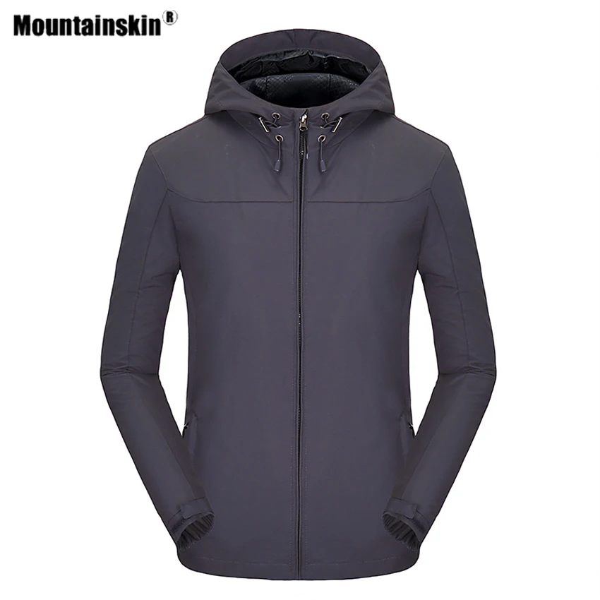 Mountainskin мужские куртки с капюшоном для походов, спортивные куртки для активного отдыха, ветровка для альпинизма, кемпинга, треккинга, мужские одноцветные пальто VA616