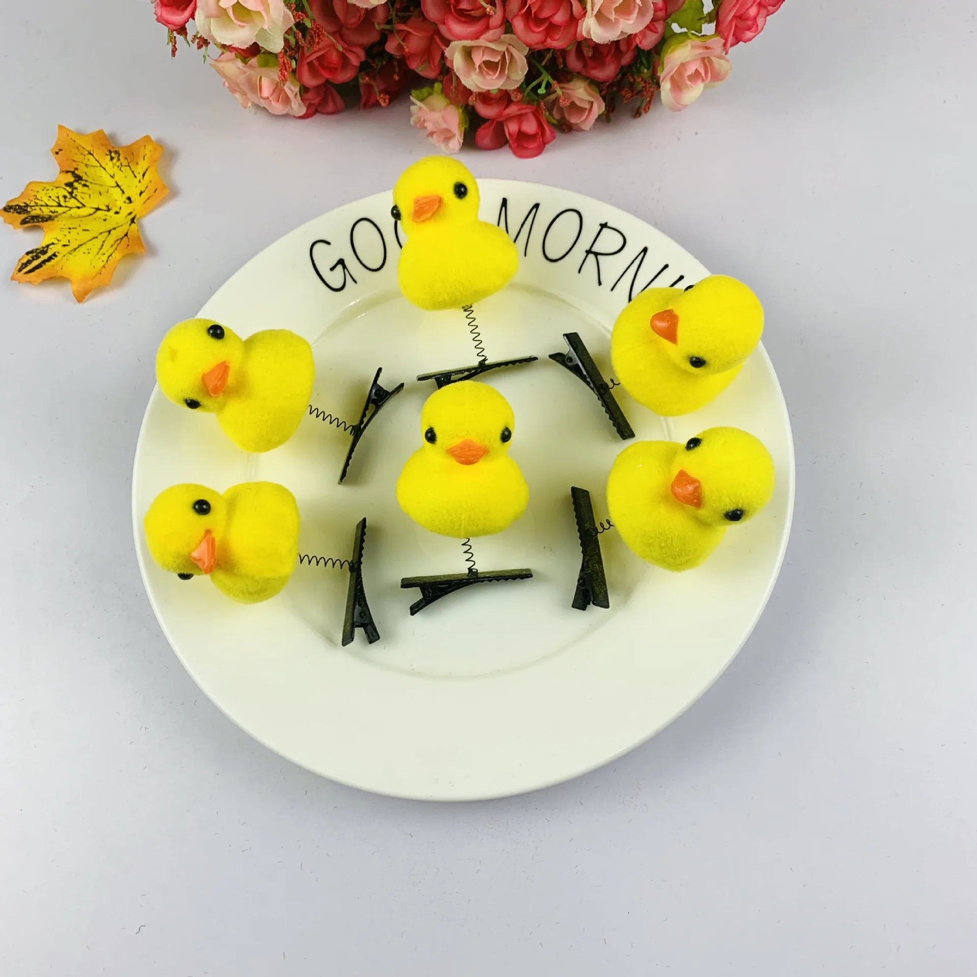 4 шт. маленькая Желтая утка Весенняя шпилька для волос милые аксессуары |