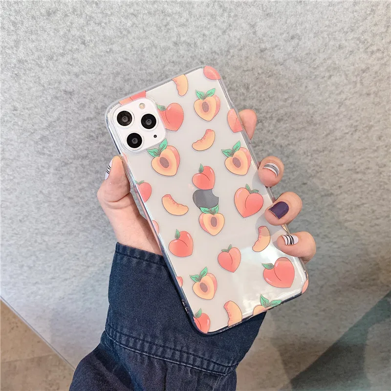 Милый чехол для телефона с персиковым рисунком iphone 12 mini 11 Pro Max X XR XS 7 8 6 6s Plus SE 2020