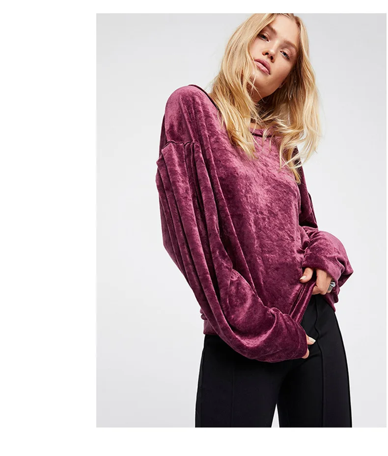

2020 New Autumn Female Solid Velvet Long Sleeve Sweater Women Top Sweatshirt Hoodie Female Red Colthes Oversized Streetwear