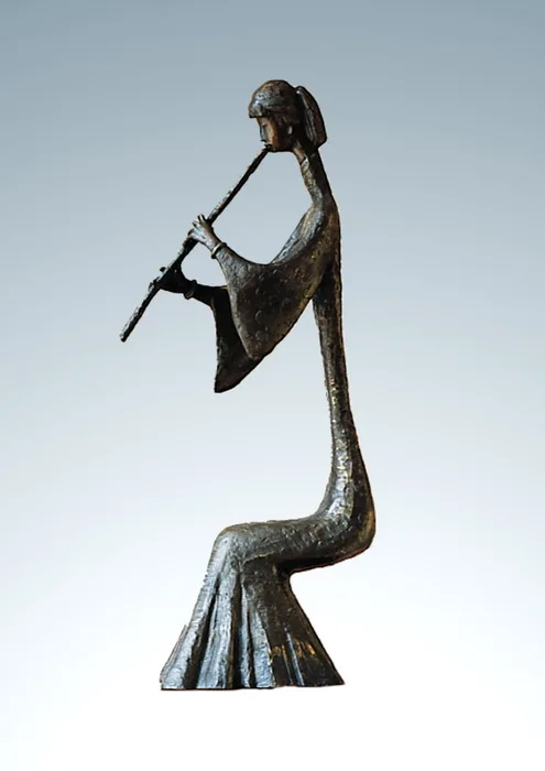 Искусство ремесла медь Современные Бронзовые скульптуры флейта девушка