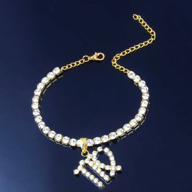 

12 Constellation Anklets For Women Men Charm Gold Chain Cubic Zirconia Zodiac Bracelet On The Leg Women's Jewelry Accessories