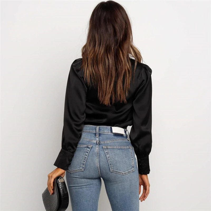 2019 Модные Женские однотонные элегантные топы с черепахой облегающие блузки