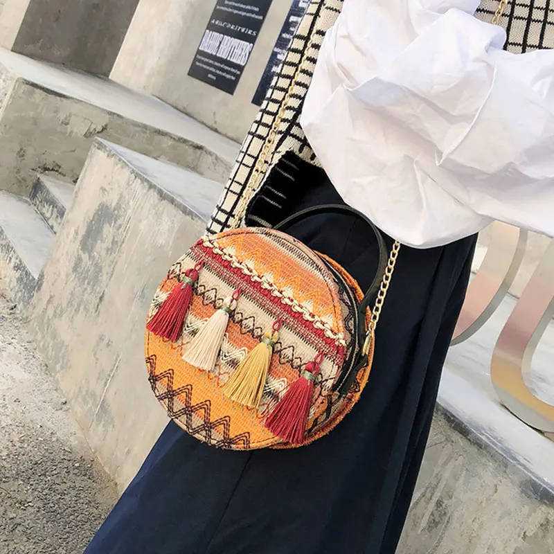 Национальный полосатый Женский кошелек с вышивкой в стиле бохо летние мини-сумки