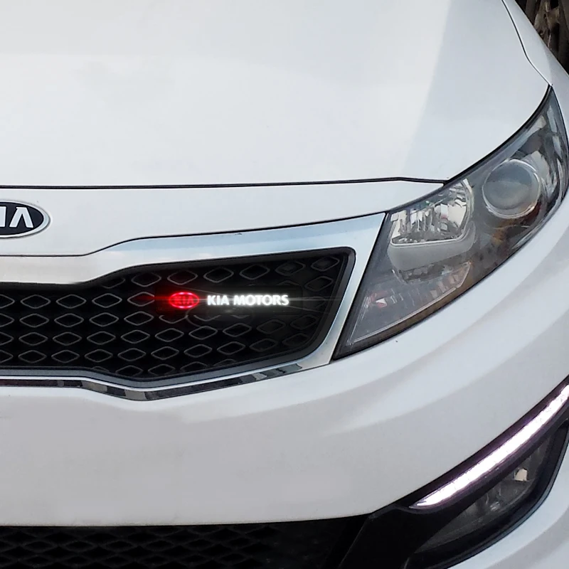 ABS Chrome Grille Emblem Badge LED Decoration lights Car Logo Sticker For KIA Cerato Sportage R k2 k3 k4 k5 k6 Sorento Sportage Soul Optima