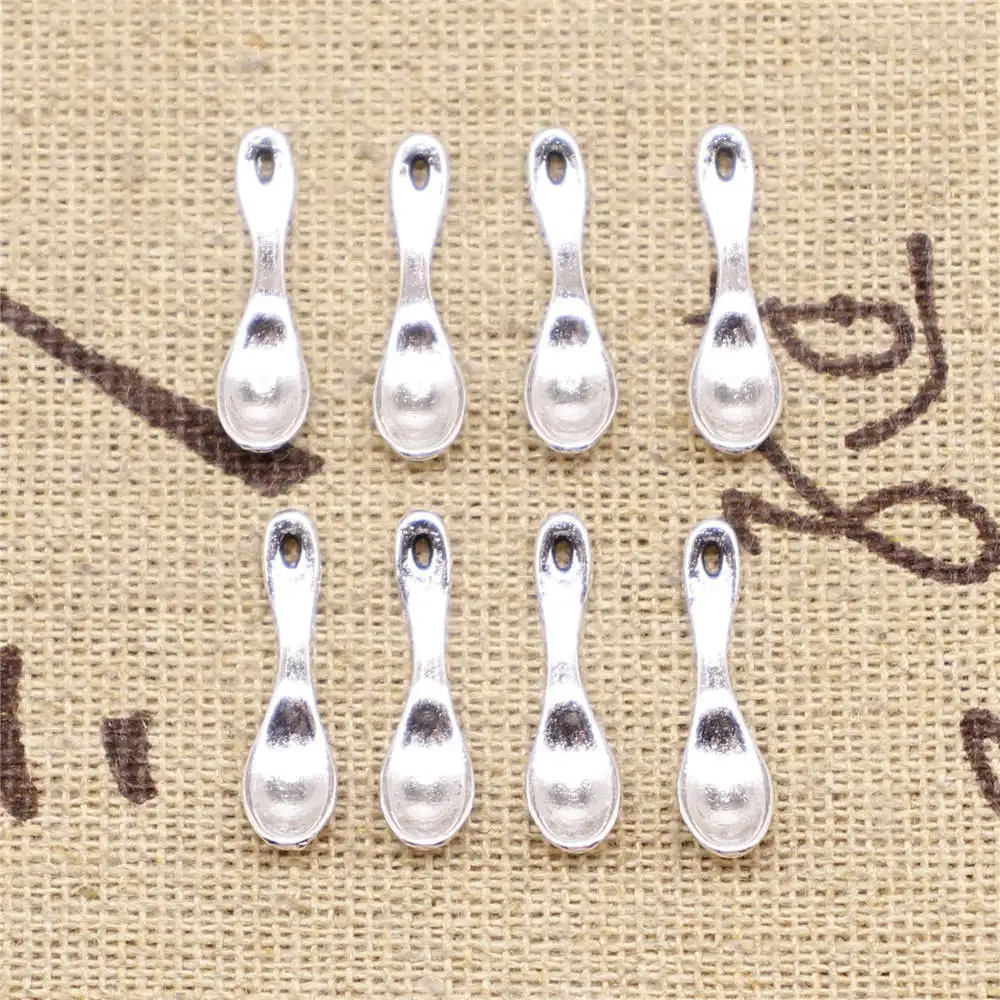 30 шт. Подвески для изготовления ювелирных изделий, подвески в виде ложки, античное серебро, цвет 19x5 мм