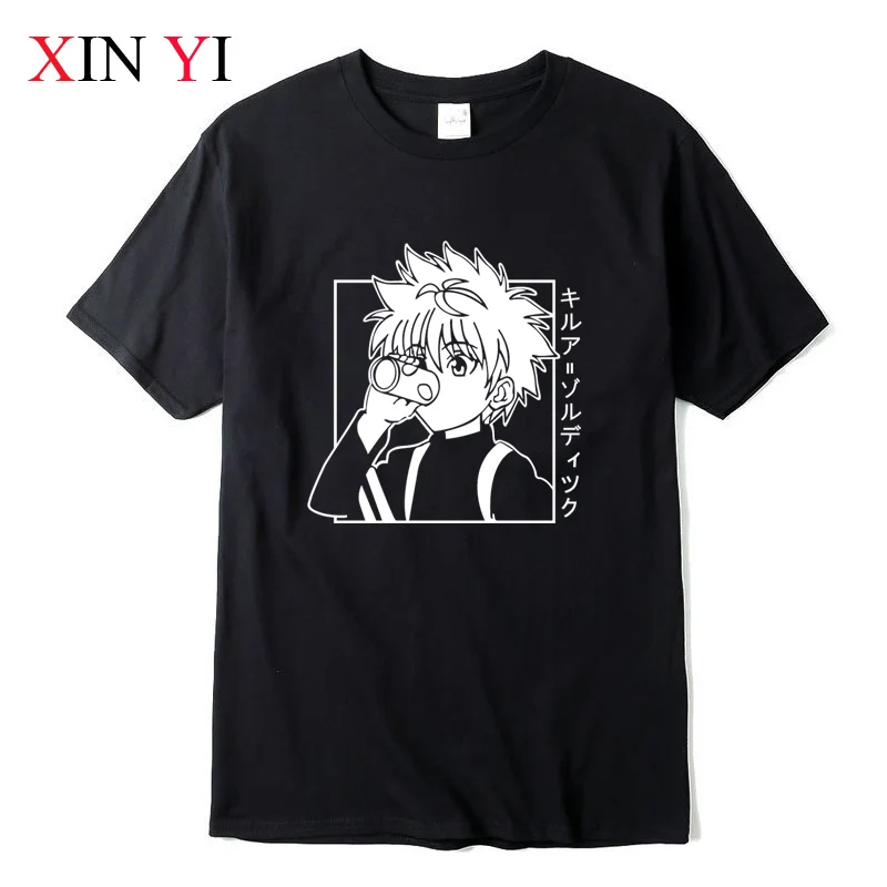XIN YI Men's Casual High Quality 100% Cotton T-shirt Tops Kawaii Hunter X Tshirt Killua Zoldyck Anime Tee Shirt | Мужская одежда