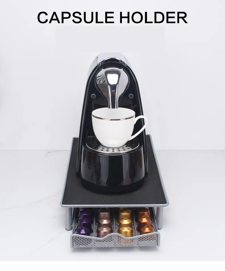 

Iron Coffee Capsule Rack Anti-noise 40 Grid Reusable Coffee Capsule Box Drawer Type Dolce Gusto Coffee Rack