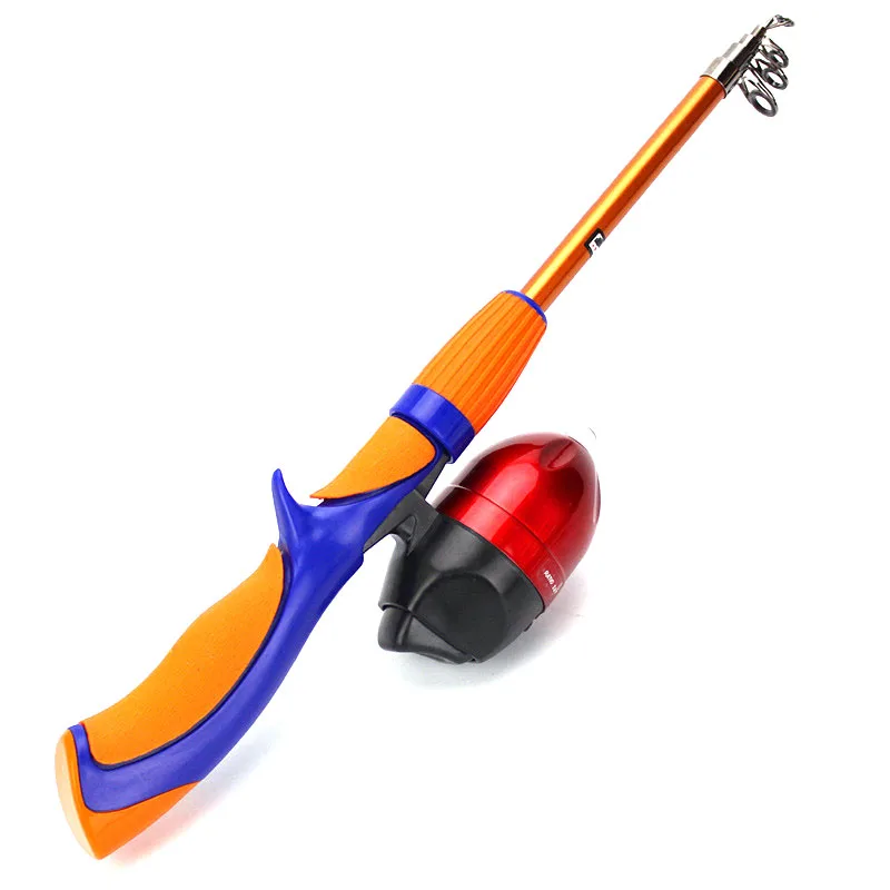 Orange Rod With Reel 1 компл./упак. телескопическая ледовая Удочка синий/оранжевый 1,2 м/1,4 м с вращающаяся катушка спиннинга набор рыболовных снастей - Цвет: Orange Rod With Reel