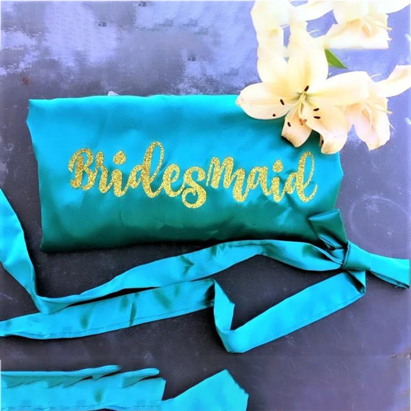 Халат женский голубой блестящий банный халат для невествечерние вечеринки