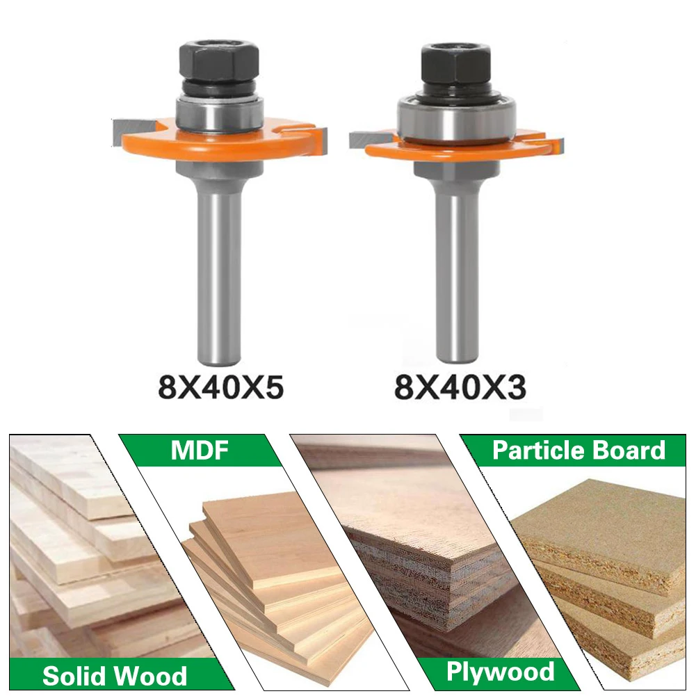 

8 handle Router Bit T-Type Woodworking Milling cutter Slotting Assembly