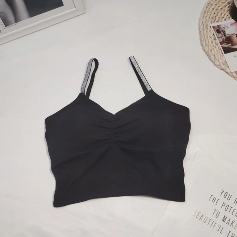 

Sexy Tops Women Cross Back Solid Color Camisoles Lingeries Sport Fitness Padded Female Intimate Underwear Sale