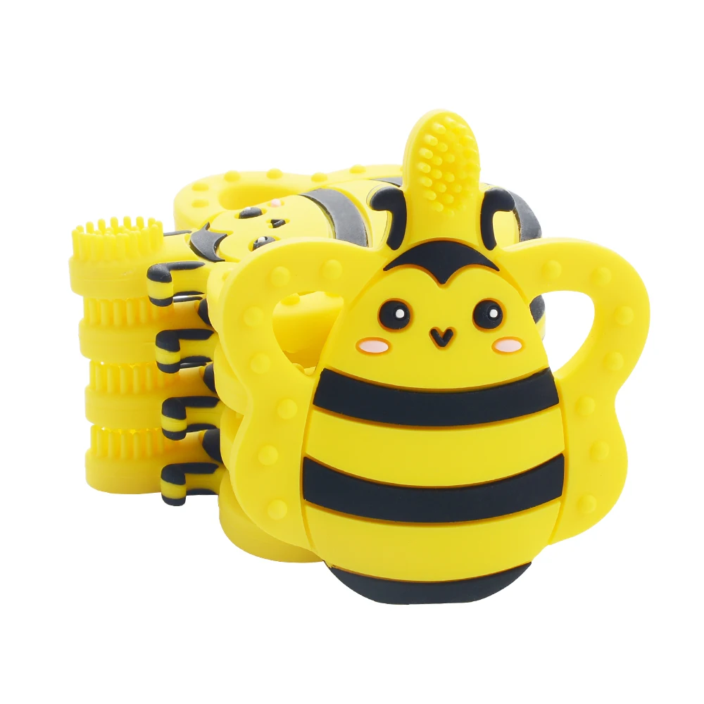 Baby Silicone Teethers Cartoon Bee Toothbrush Teething Toy BPA Free Food Grade Charms Kids Nursing Gift | Мать и ребенок