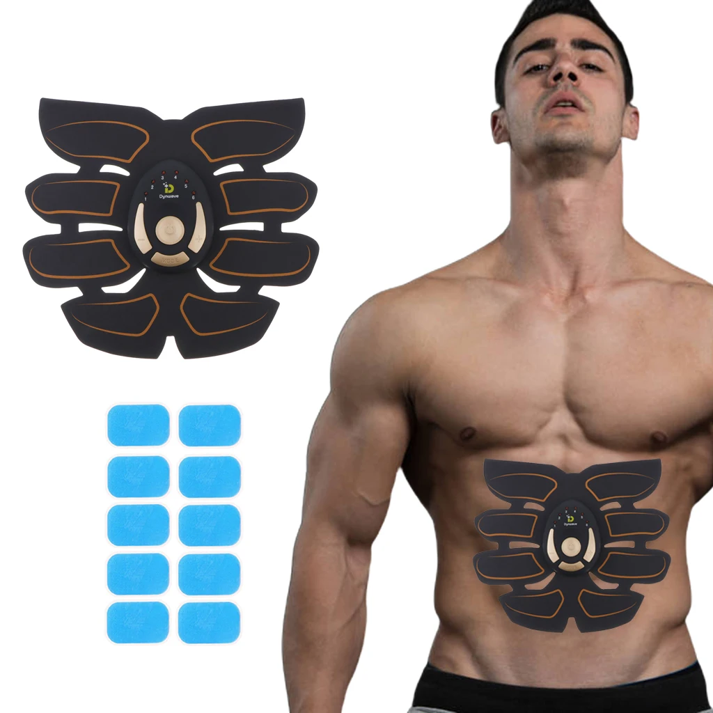 

Abs брюшной электрической стимуляции ремень EMS мышечный Стимулятор тренажер Smart Вес потери пояс с 10 шт. гидрогель гель