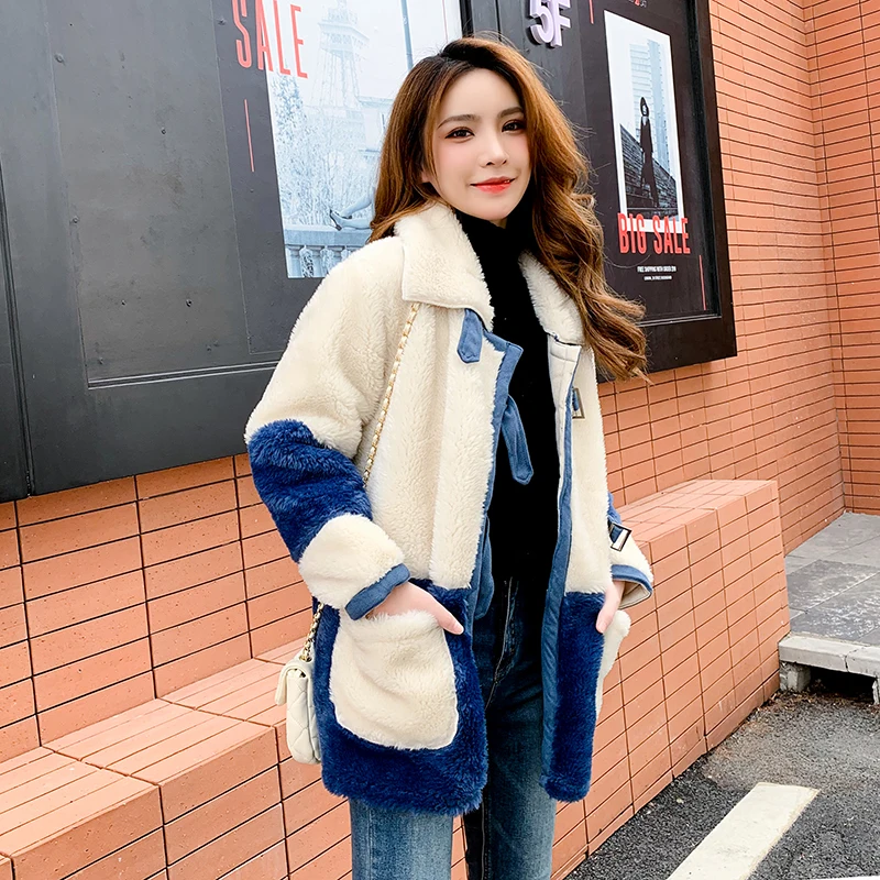 Пальто из овечьего меха для женщин новинка 2019 модное зимнее меховое цельное