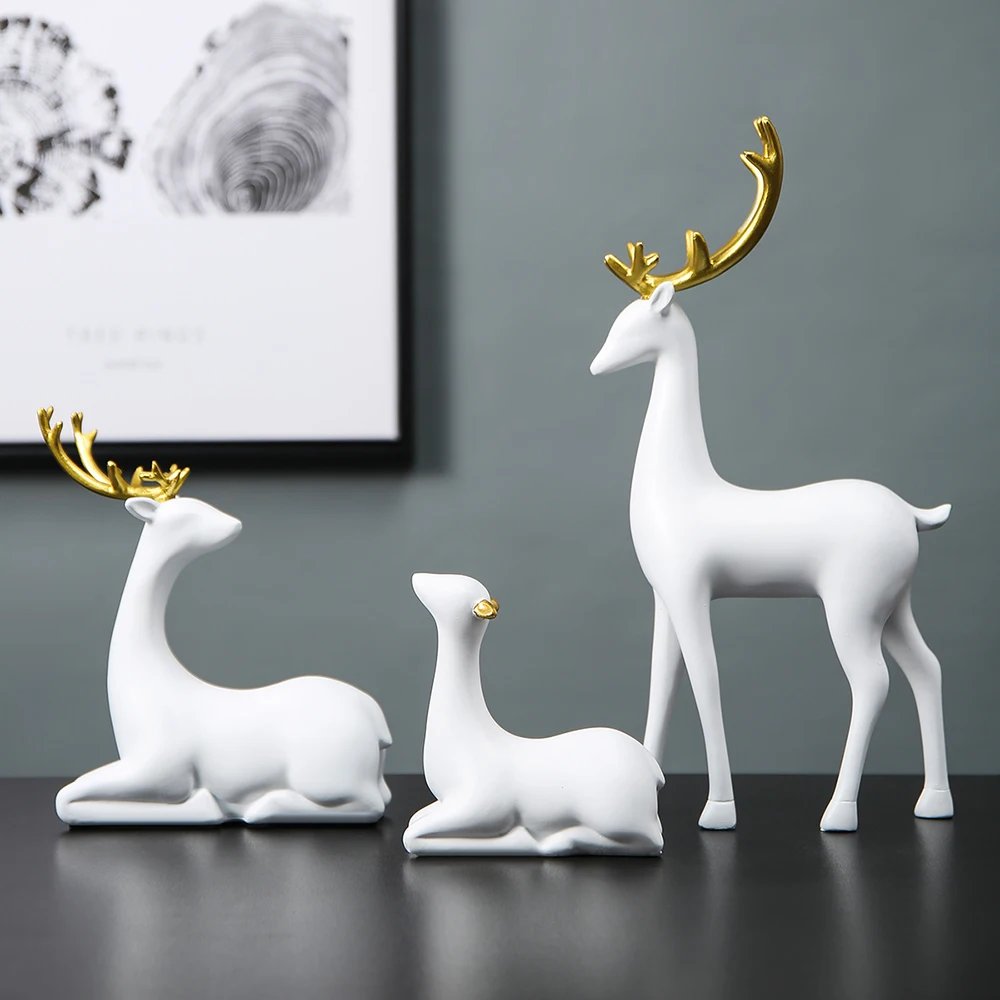 

Animal Statue Living Room Decoration for Deer Statue Tabletop Decor Modern Resin Embellishments TV Cabinet Decoration for Home