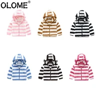olome winter children hooded jackets striped kid girls and boys outwear casual fleece infant baby clothes new toddler clothing