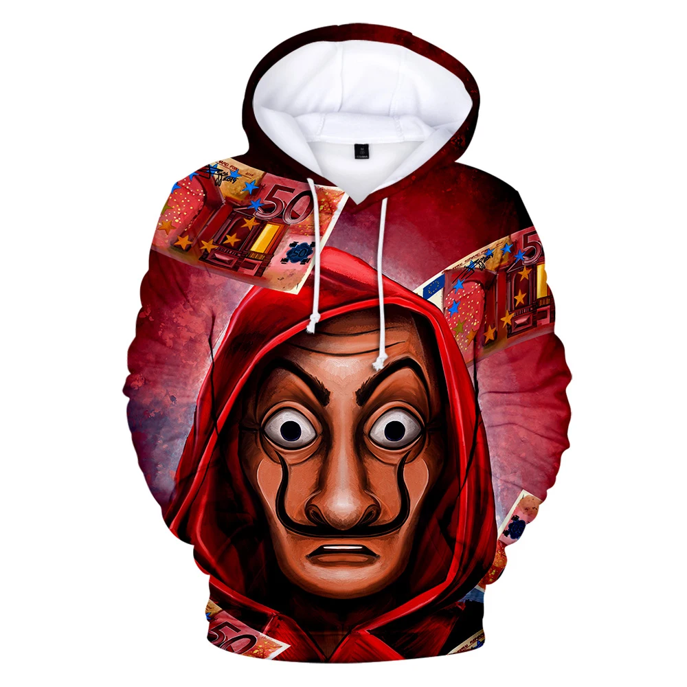 

3D Print Hoodies Sweatshirt Print TV Series La Casa De Papel Money Heist House of Paper Men/Womens Fashion pullover hoodie