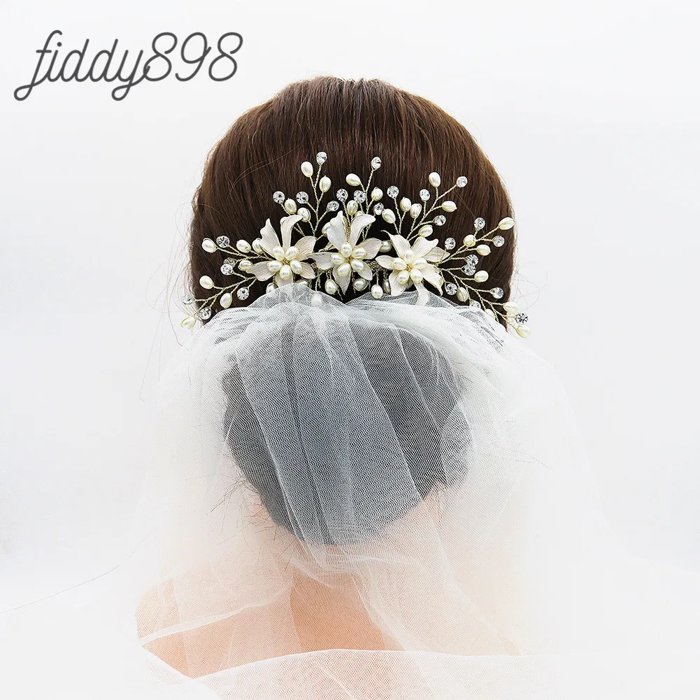 Свадебные аксессуары для волос с жемчугом стразы цветок свадебные гребни tocados de