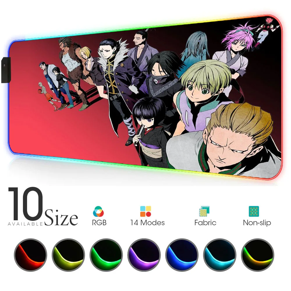 

Hunter X Hunter Carpet Led Anime Mousepad Rgb Rug Gloway Mouse Pad Gamer Table Gamer for Pc Gaming Deck Keyboard Mat Office