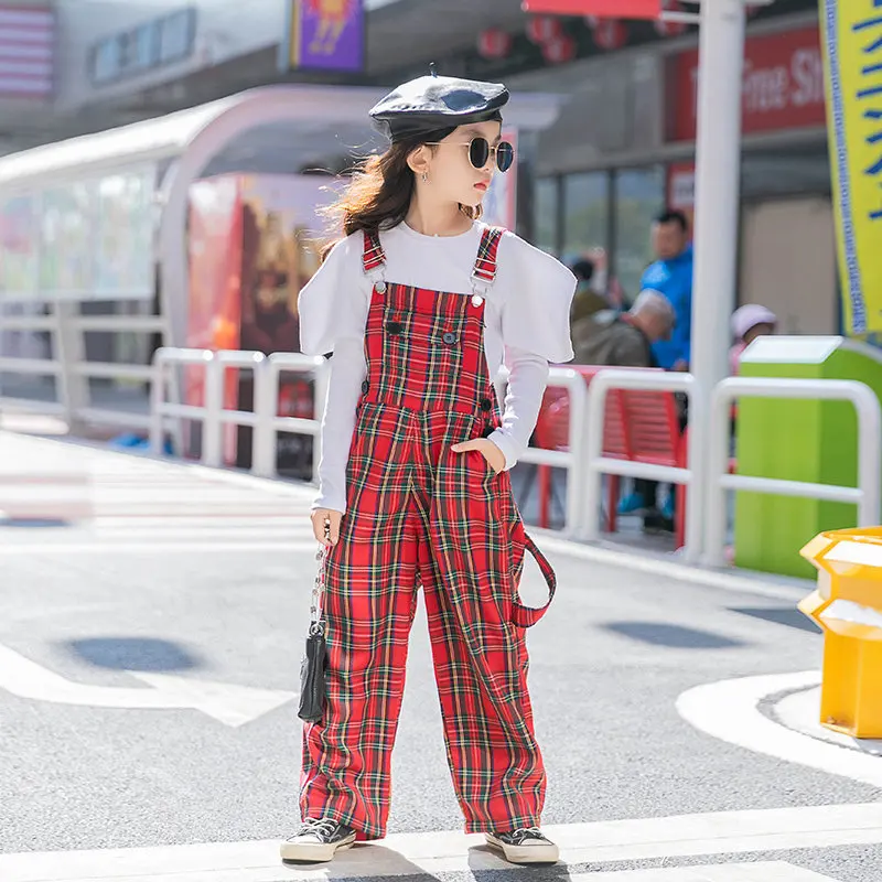 Клетчатый комбинезон для девочек подростков детская одежда Комбинезон Песочник