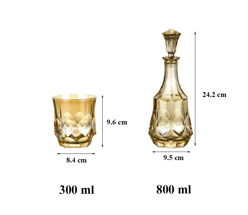 

Gold color Luxury fashion Crystal whiskey decanter set 210310-03