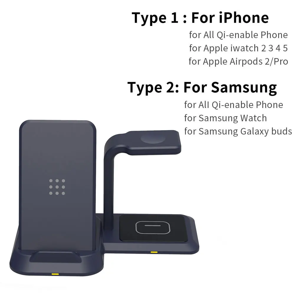 10w 3 in 1 wireless charger fast charging for iphone 11 pro xs for samsung galaxy watch active galaxy buds charger dock station free global shipping