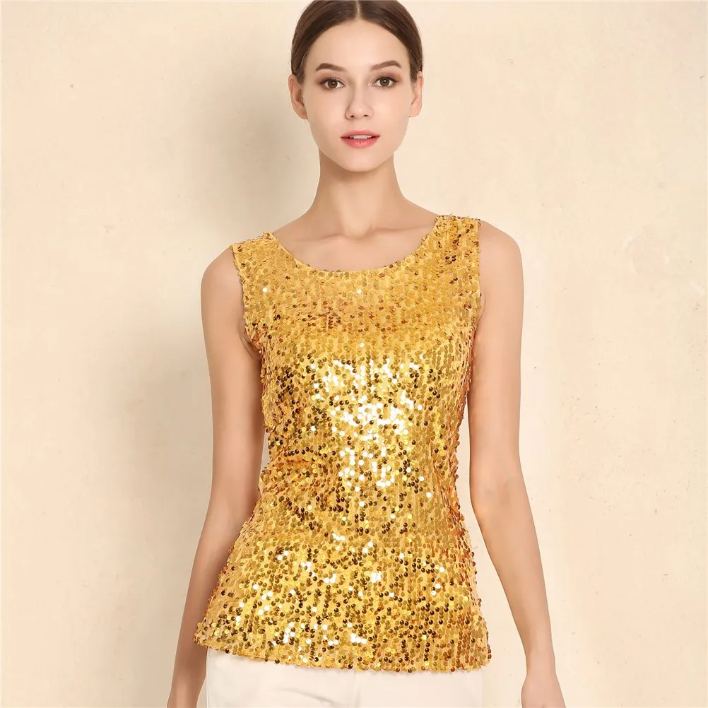 Женские сексуальные блестящие блузки с блестками летние повседневные рубашки