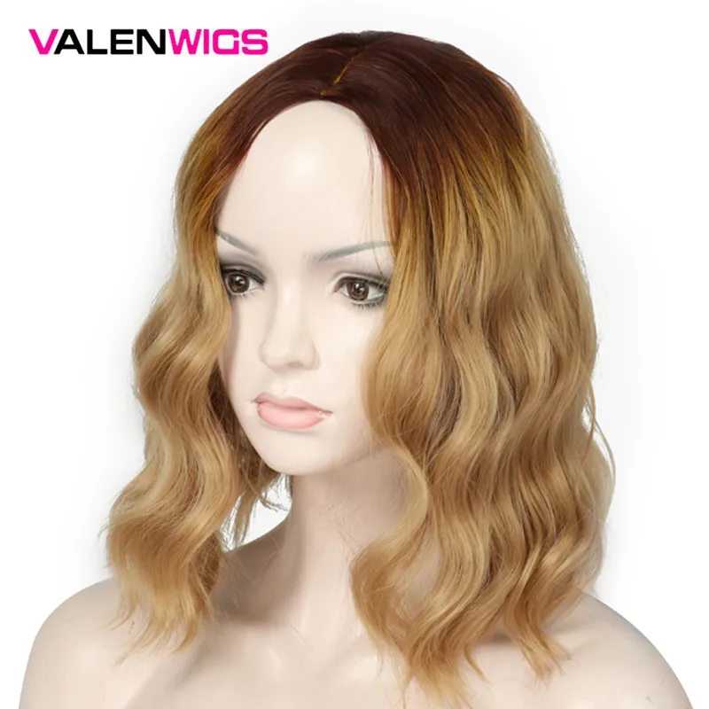 Парики ValenWigs 16 дюймов с Омбре коричневые блонд парики для чернокожих/белых женщин