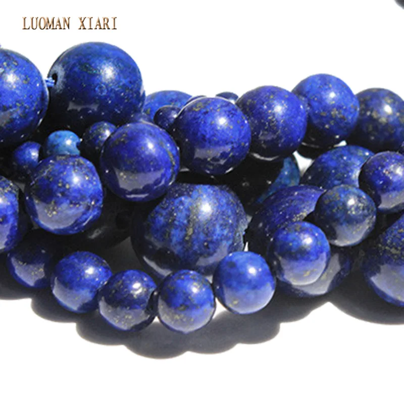Натуральный Камень круглые бусины Свободные Lapis Lazuli для самостоятельного изготовления ювелирных изделий браслет Цепочки и ожерелья 4/6/8/10/12 мм 15''