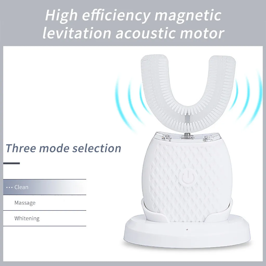 Электрическая зубная щетка новая U-образная Водонепроницаемая силиконовая