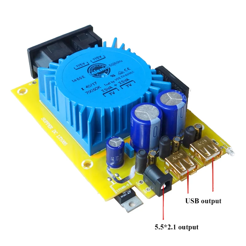 Lusya 5V USB HIFI Linear Power DC Regulator Supply 15W CAS XMOS Raspberry For Home Amplifier T0089 | Электроника