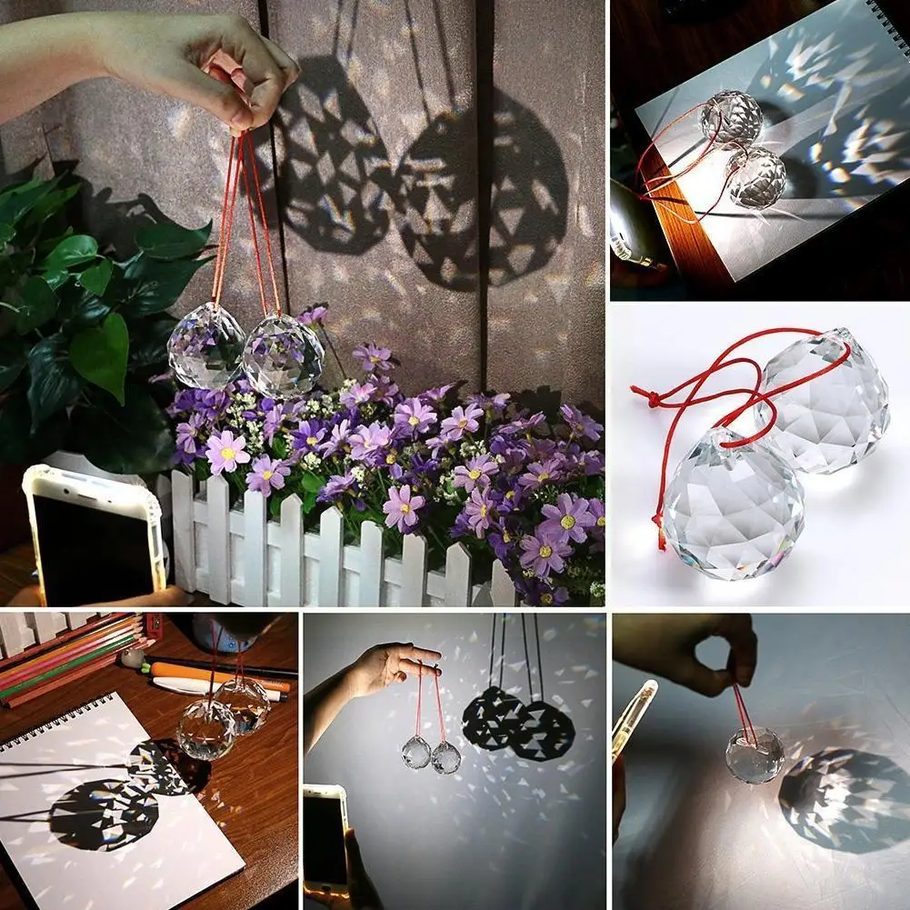 

50MM FENG SHUI Hanging Crystal Ball Sphere Prism Rainbow Crystal Suncatcher Chandelier Decoration Acccessories DIY Pendants I6Y6