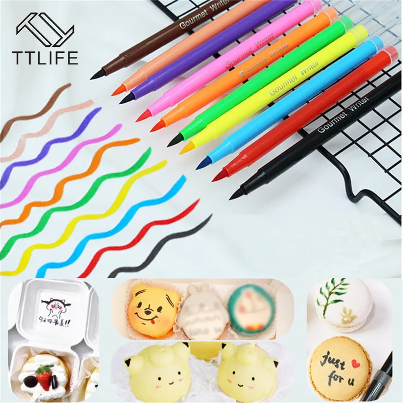 Пигментная ручка 8 цветов кисть для пищевых красок рисования бисквитов