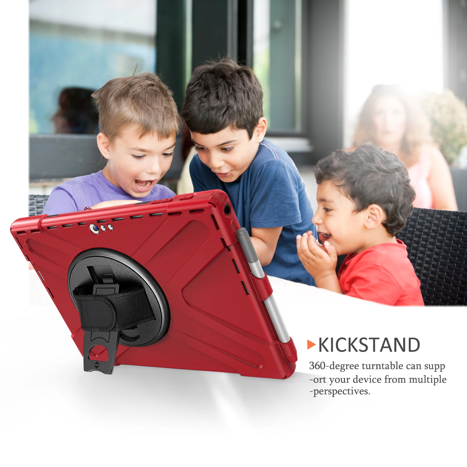 

Case for Microsoft Surface pro 4 5 6 7 360 Degree Rotating Stand Silicone Kids Safe Shockproof Shoulder Strap Rope Cover