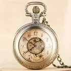 Изысканные винтажные кварцевые карманные часы с подвеской, бронзовая цепочка, ожерелье, часы, подарки для женщин и детей