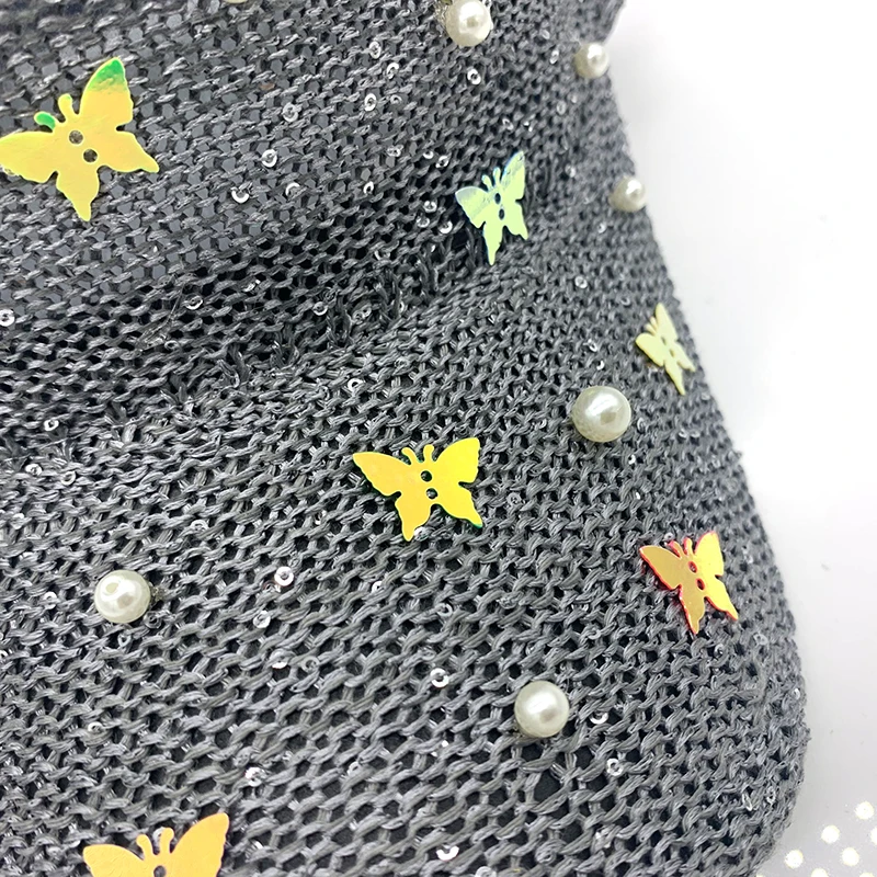 Brand baseball cap women breathable butterfly sequin mesh cap Snapback Bone pearl fashion ladies summer sun hat