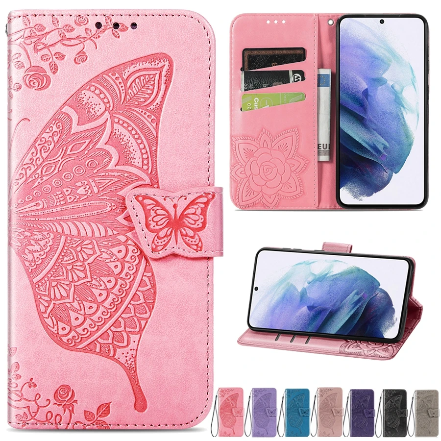 

Flip Leather Butterfly Embossing Wallet Case For Samsung Galaxy S21 Plus/Ultra S20FE S10/S9 Plus Note20Ultra/10 Lite A02 A32 F62