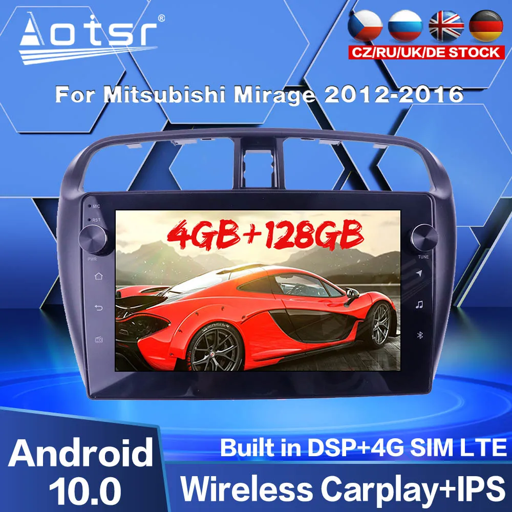 

Carplay 128GB Car GPS Navigation Multimedia For Mitsubishi Mirage 2012 2013 - 2016 Android Dash DVD Radio Screen Video Player