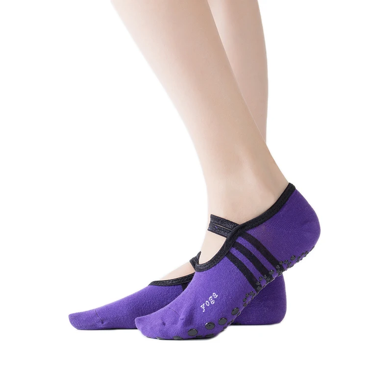 

Women Yoga Socks With Grips Non-slip Invisible Cotton Dance Sport Socks Low To Help Socks Round Toe Backless Breathable Socks