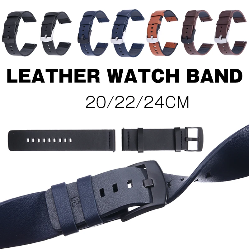 

18/20 мм/22 мм/24 мм кожаный ремешок для часов сменный ремешок, умный Браслет Универсальный подходит для 5,5-8,5 дюймов Смарт ремешок аксессуары для...