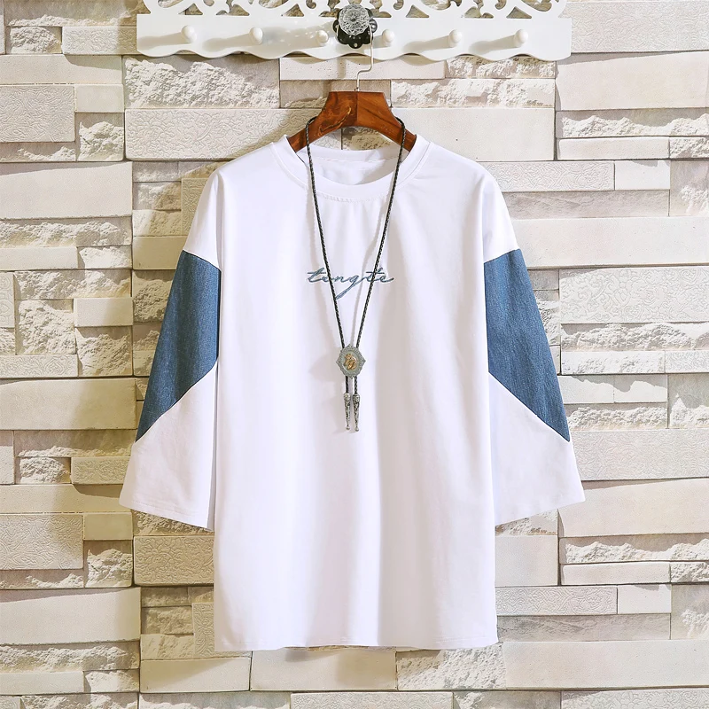 Футболка мужская оверсайз с рукавом до локтя хлопковая тенниска цветной