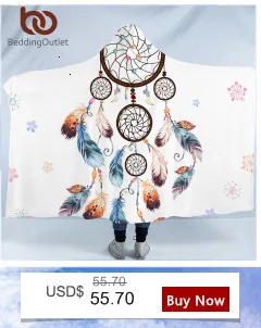 Постельные принадлежности Outlet Dreamcatcher Комплект постельного белья Королева Перья печати пододеяльник богемное постельное белье 3 шт. Dreams Come Ture домашний текстиль